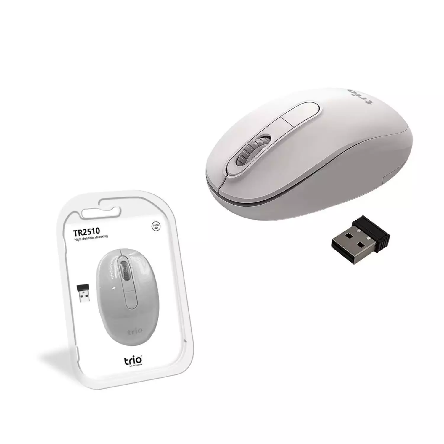 TRİO TR2510 Beyaz Kablosuz Mouse – 2-4GHz, 1600 DPI, Sessiz Tıklama, USB Nano Alıcı